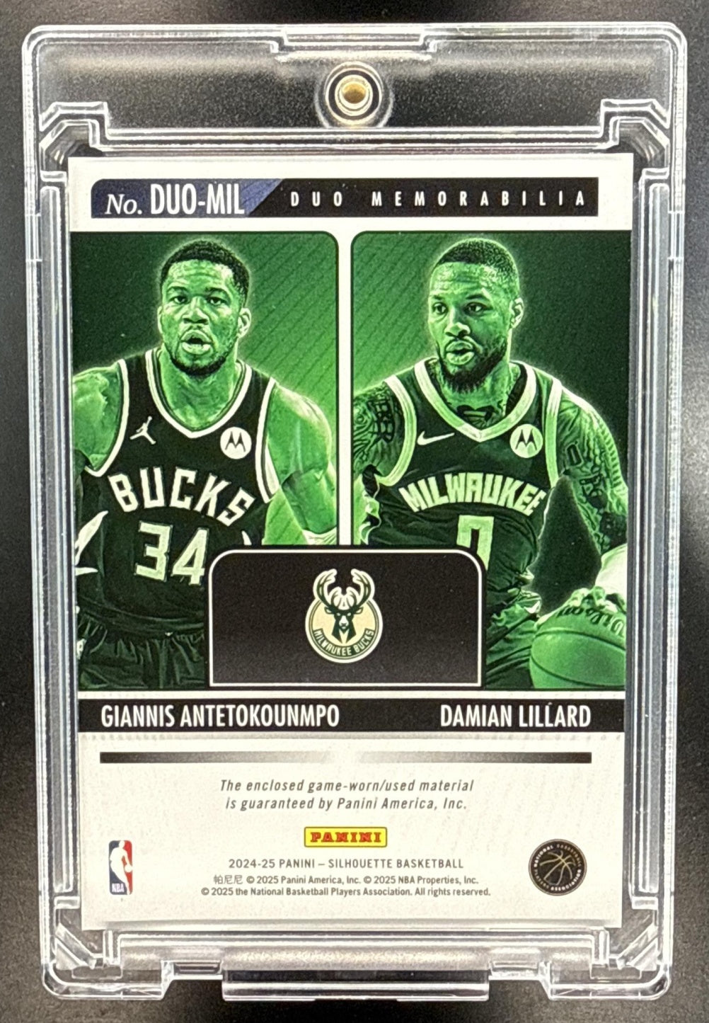 Damian Lillard Giannis Antetokounmpo Panini Silhouette 2024-25 Duo Memorabilia