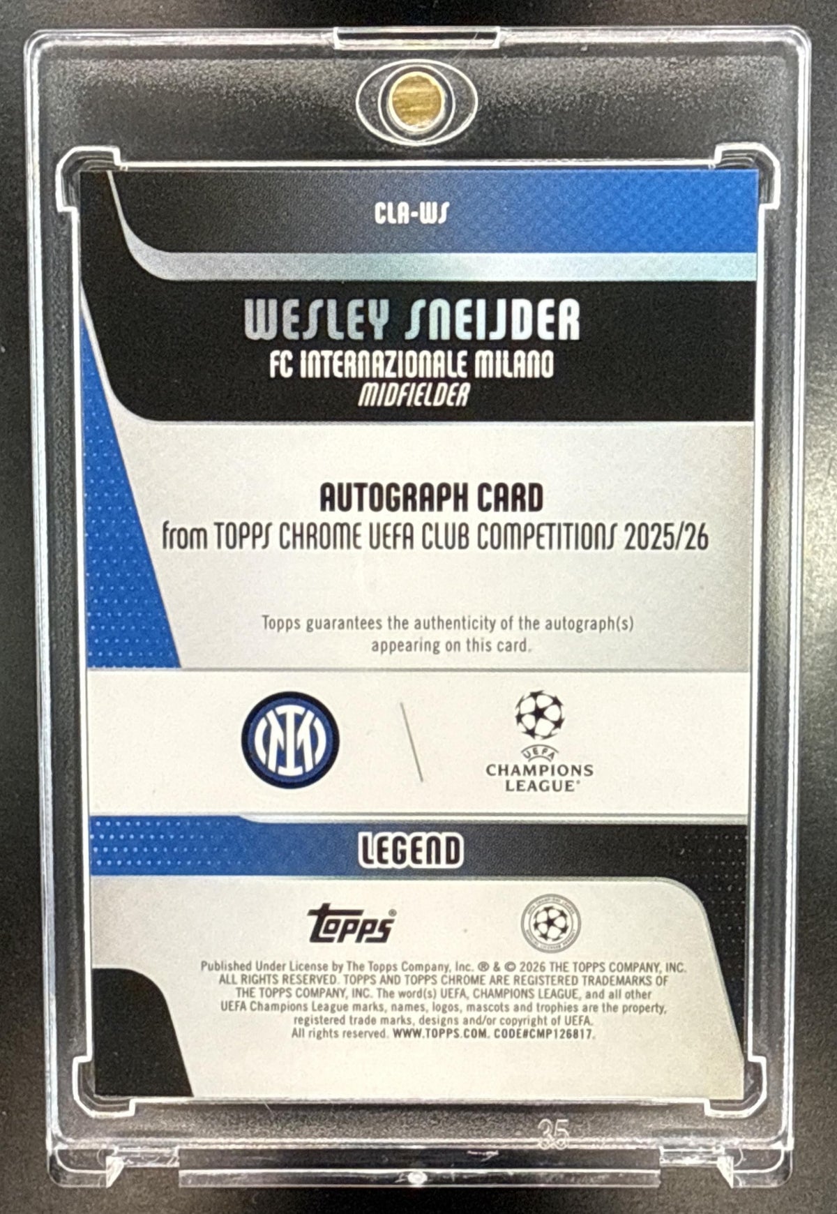 Wesley Sneijder Topps Chrome UCC 2025-26 Gold Geometric /50 Auto FC Internazionale Milano