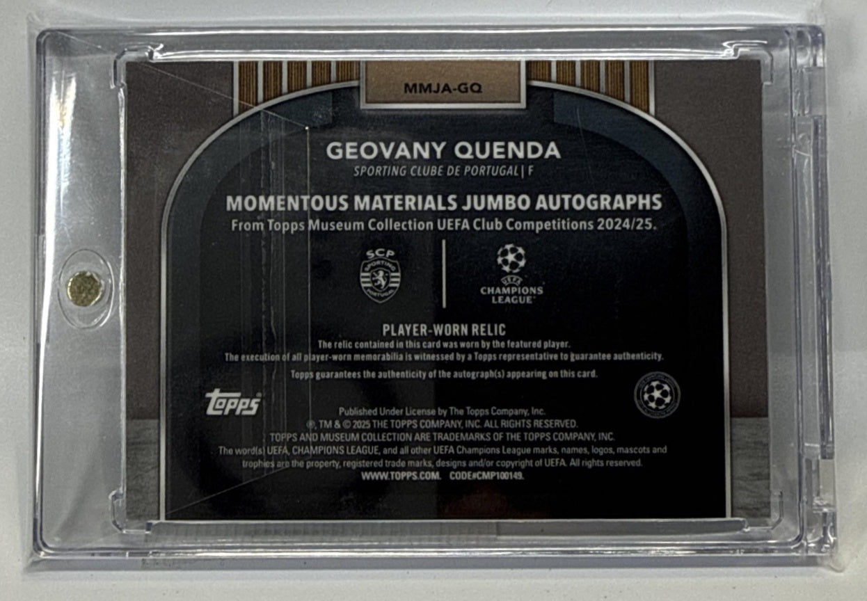 Geovany Quenda Topps Museum UCC 2024-25 /199 Auto RC Sporting Clube de Portugal