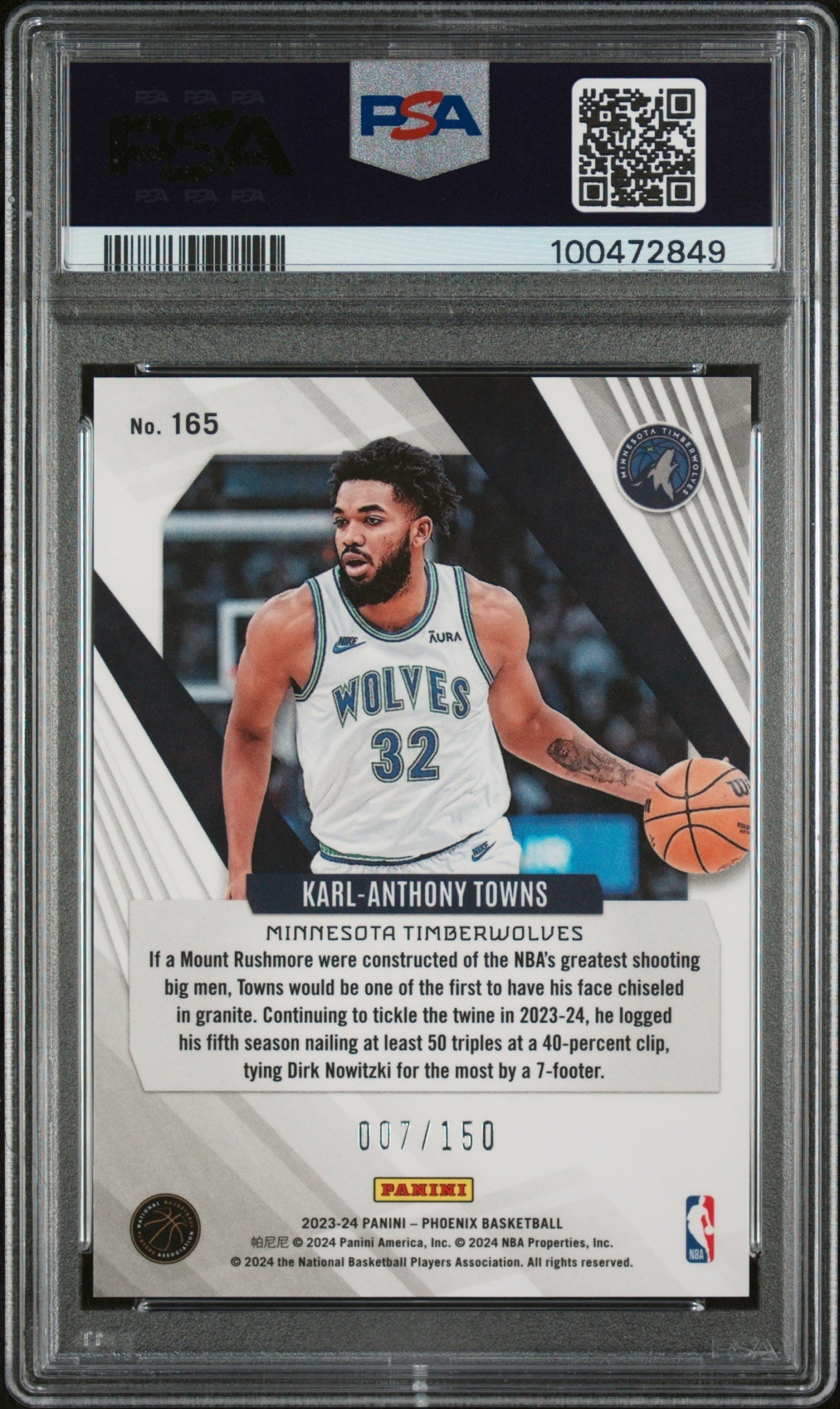 Karl-Anthony Towns Phoenix 2023-24 White Lazer /150 PSA10 Minnesota Timberwolves