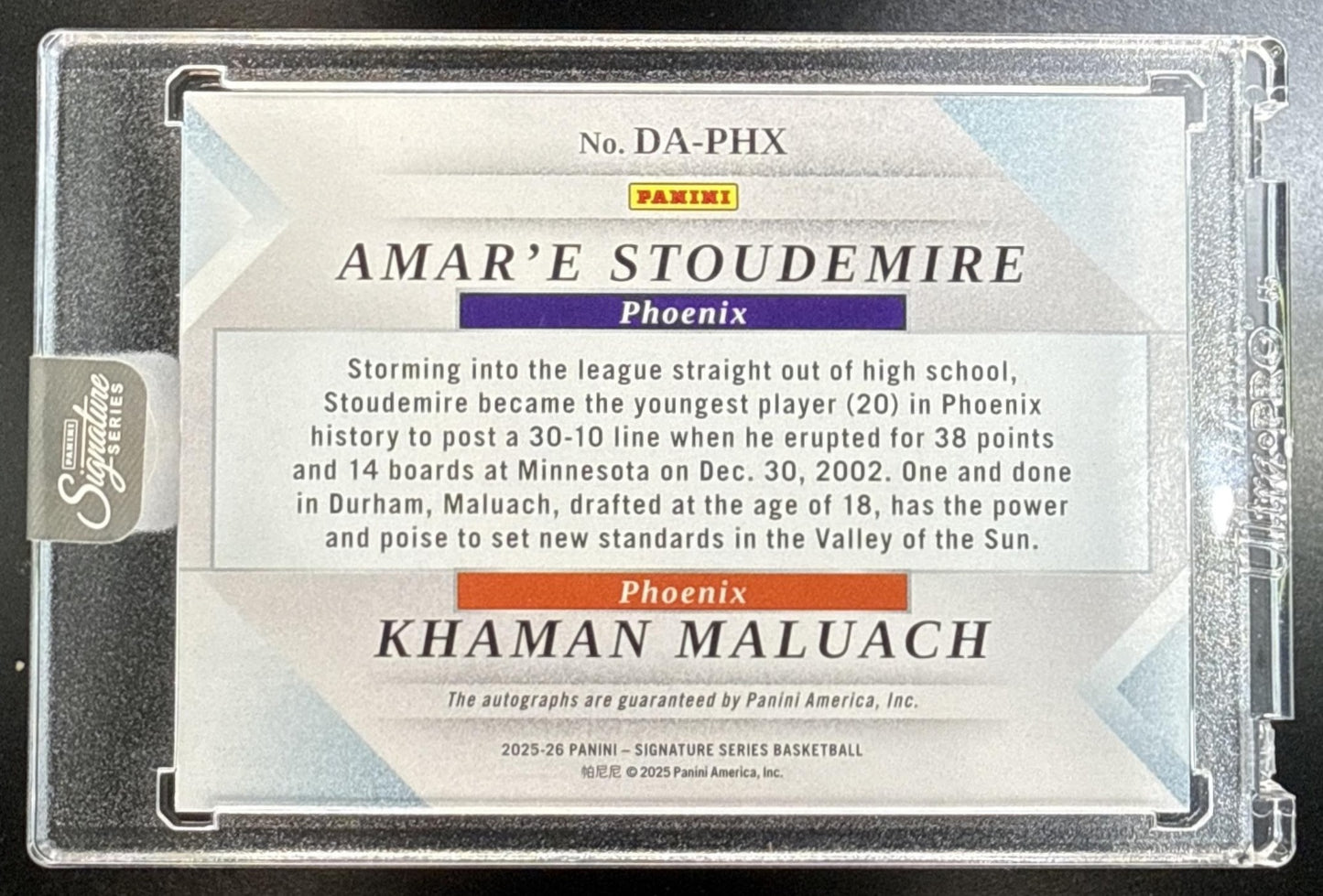 Stoudemire/Maluach Panini Signature Series 2025-26 /25 RC Auto Phoenix Suns