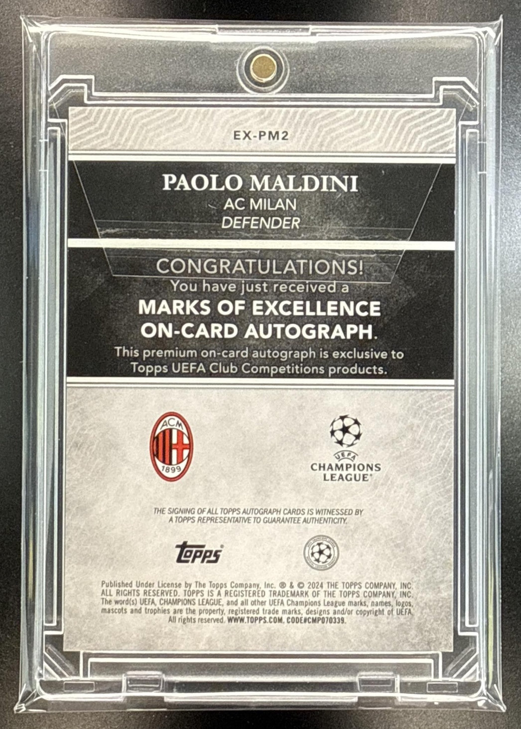 Paolo Maldini Topps Definitive Collection UCC 2024-25 Gold Foil /50 AC Milan