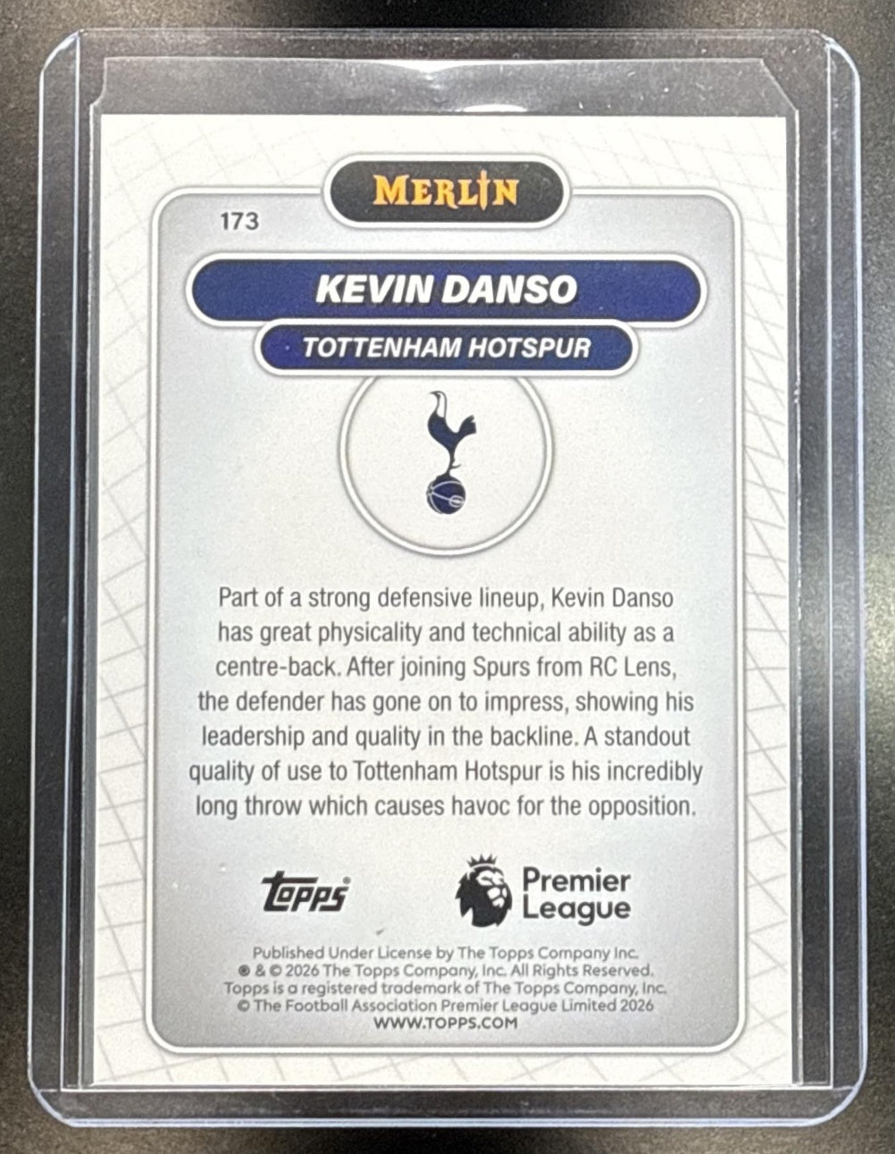 Kevin Danso Topps Merlin PL 2026 Black Mojo Refractor /10 RC Tottenham Hotspur