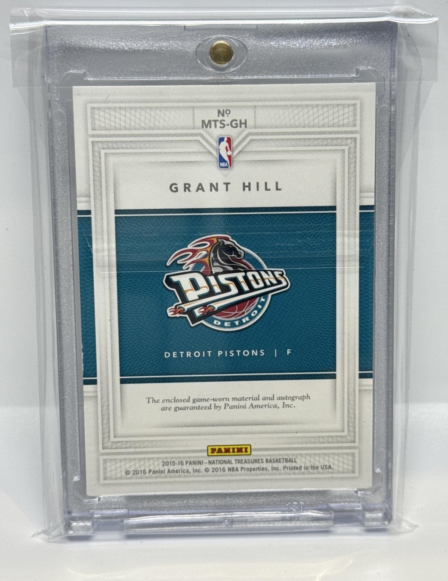 Grant Hill Panini National Treasures 2015-16/99 MEM Auto Detroit Pistons
