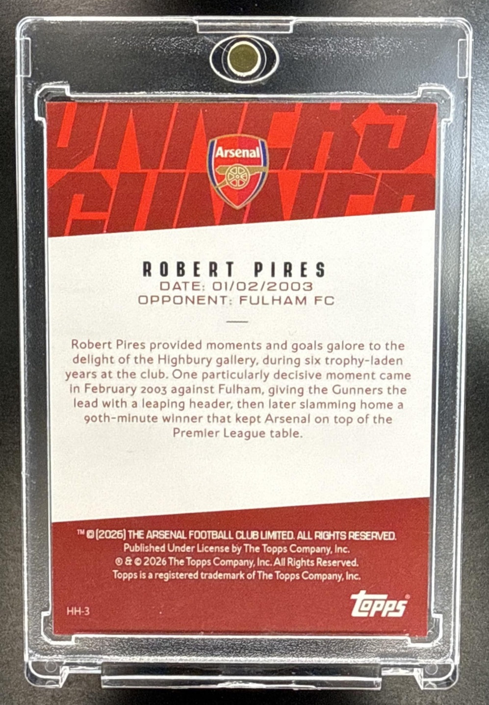 Robert Pires Topps Chrome Arsenal 2025-26 Highbury Highs Red Refractor /5 FC