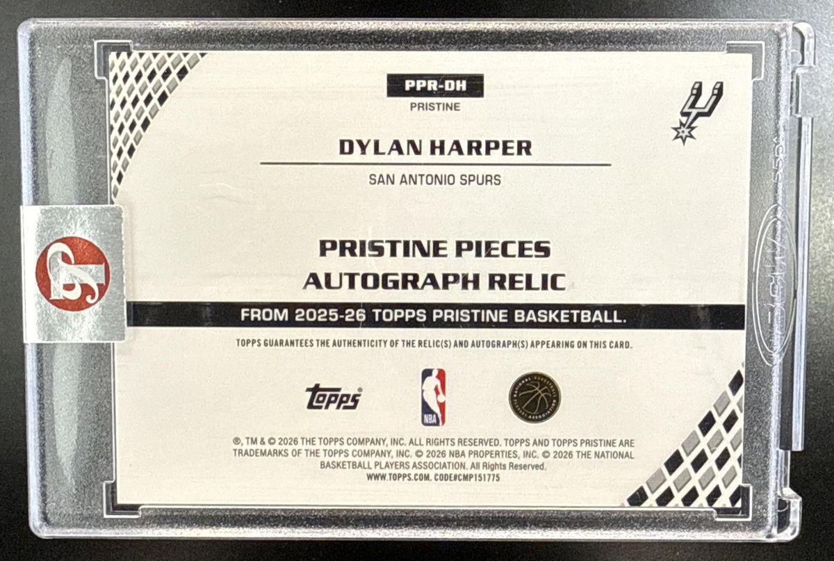 Dylan Harper Topps Pristine 2025-26 Purple /99 MEM RC Auto San Antonio Spurs