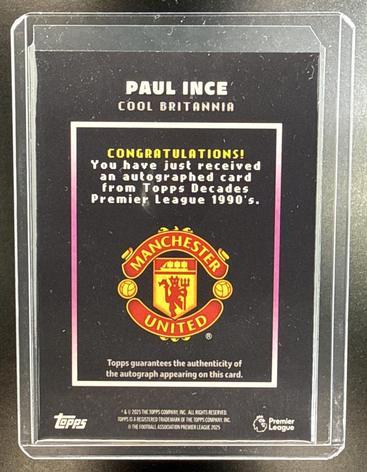Paul Ince Topps Decades PL 90s Edition 2025 Purple Auto /50 Manchester United