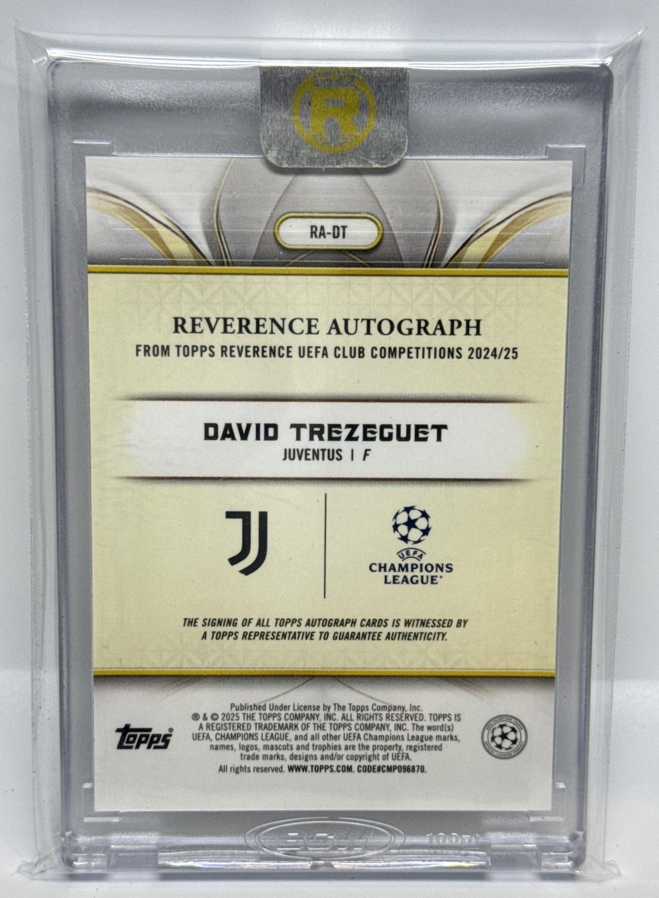 David Trezeguet Topps Reverence UCC 2024-25 Auto Blue /75 Juventus