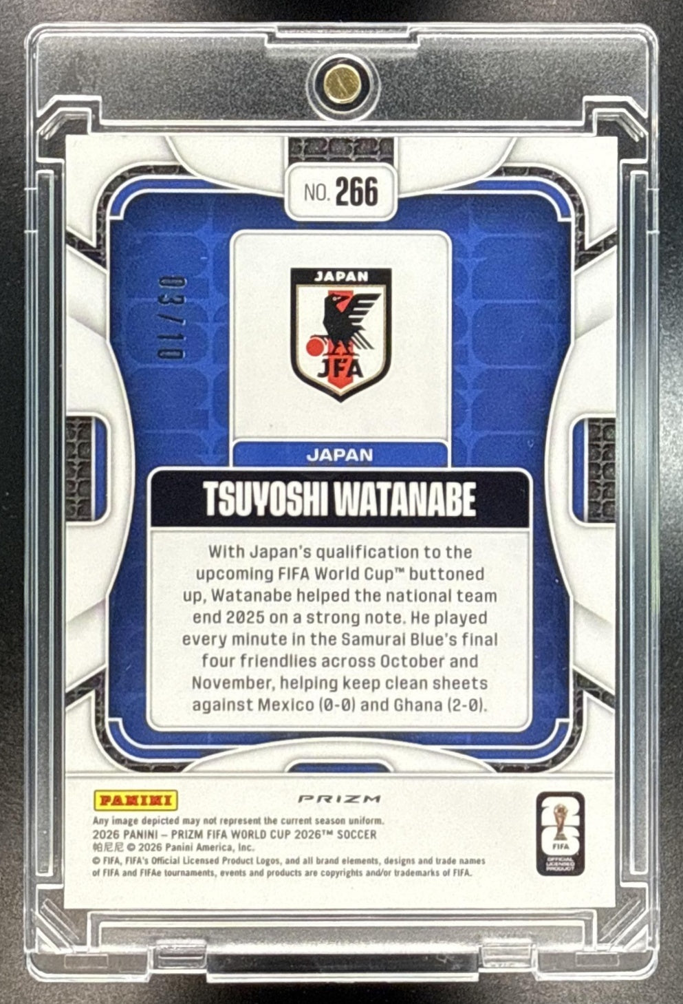 Tsuyoshi Watanabe Panini Prizm World Cup 2026 Gold /10 RC Japan