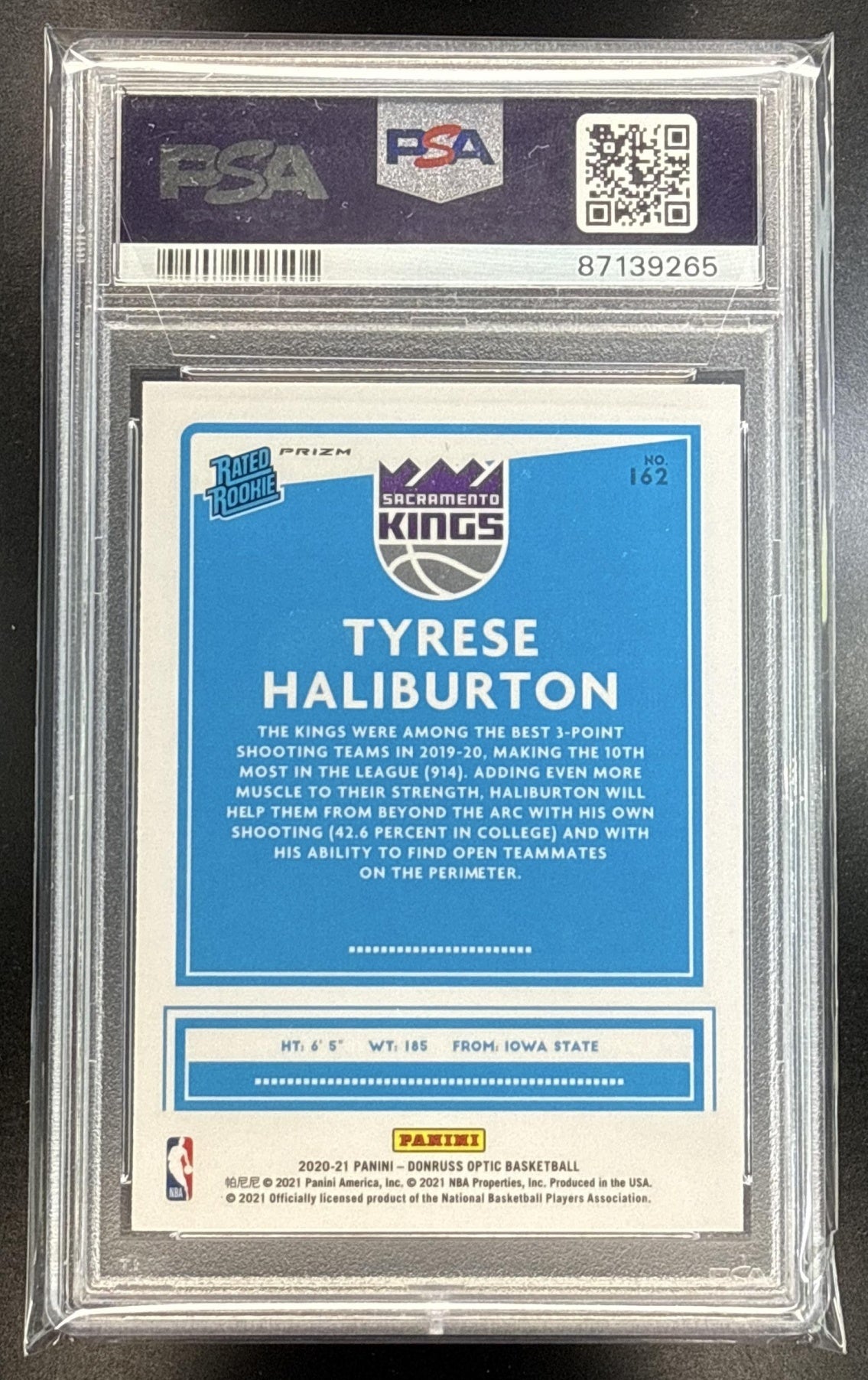 Tyrese Haliburton Donruss Optic 2020-21 Green Pulsar RC PSA 10 Sacramento Kings