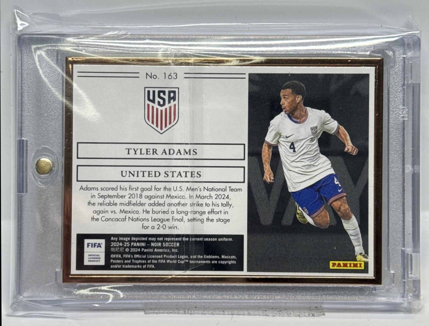 Tyler Adams Panini Noir 2024-25 Set Horizontal Bronze Frame /25 United States