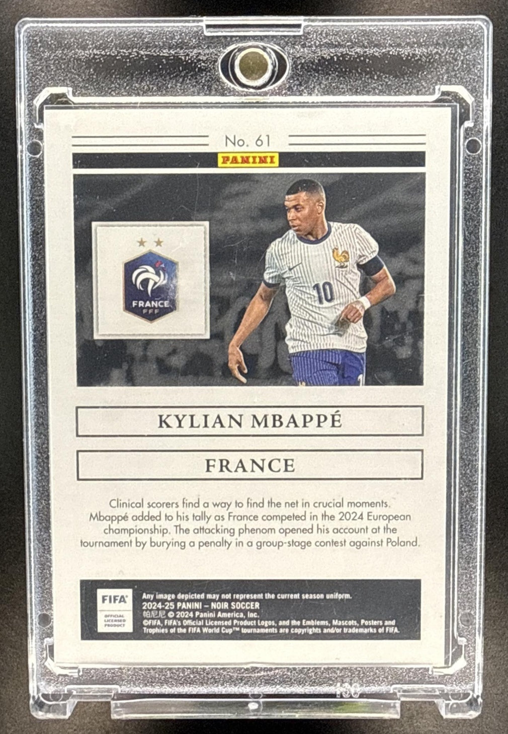Kylian Mbappe Panini Noir 2024-25 Set Vertical Holo Silver /49 France