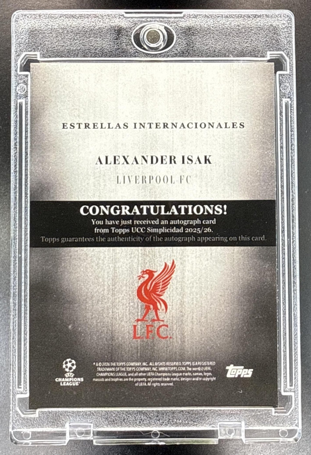 Alexander Isak Topps Simplicidad 2026 Auto /10 Liverpool