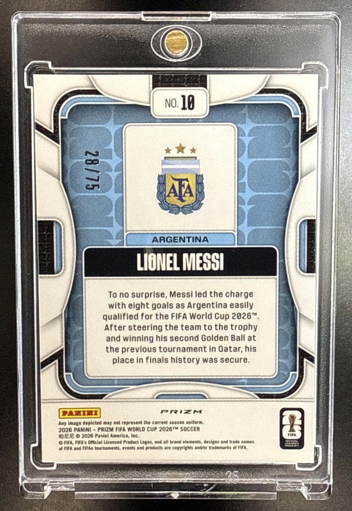 Lionel Messi Panini Prizm World Cup 2026 Preferred Red /75 Argentina