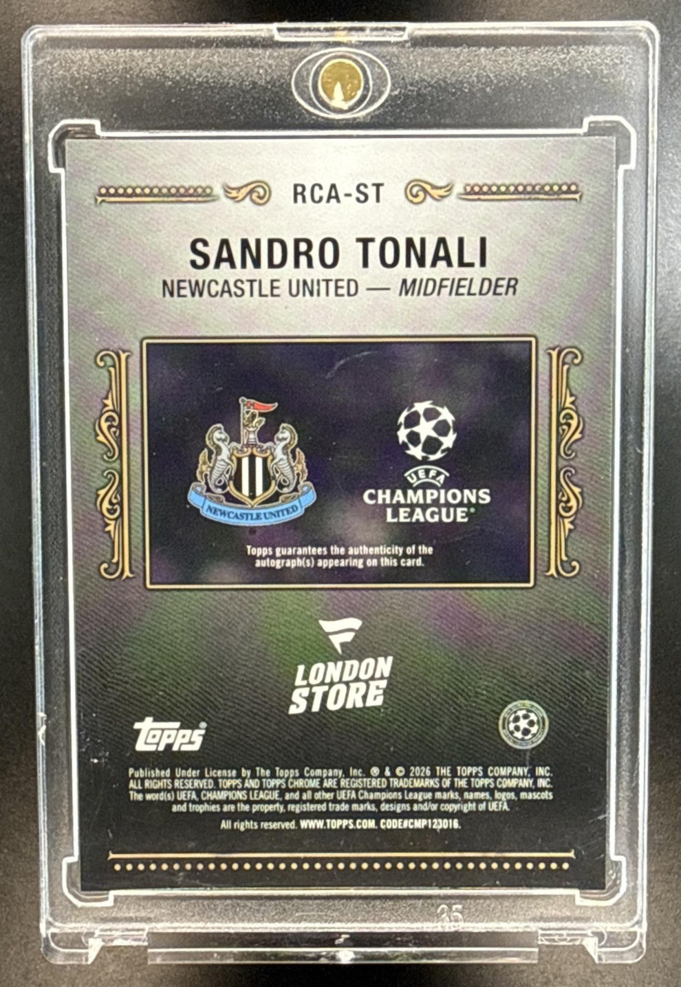 Sandro Tonali Topps Chrome 2026 Regency Autograph /10 New Castle