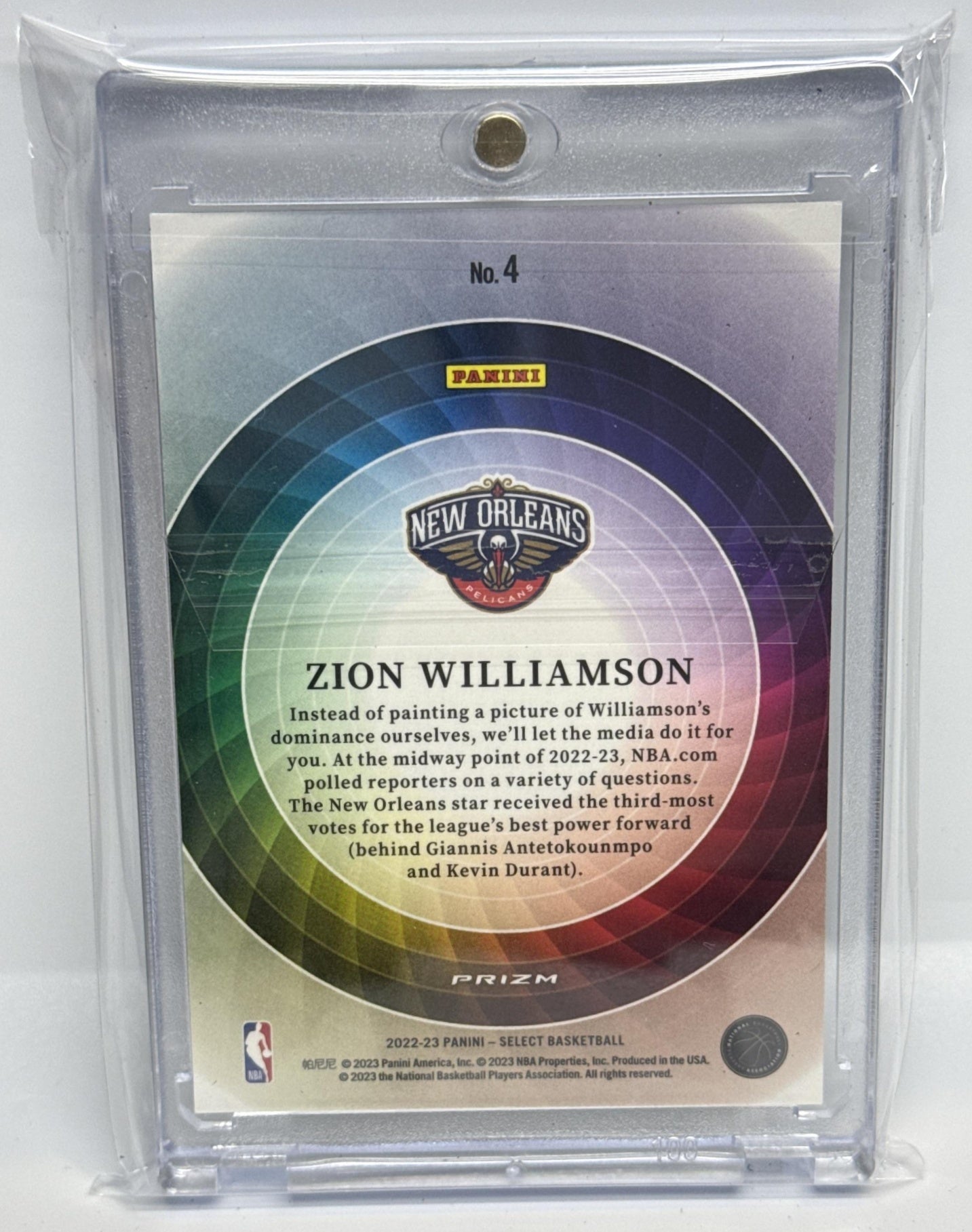 Zion Williamson Panini Select 2022-23 Color Wheel New Orleans Pelicans