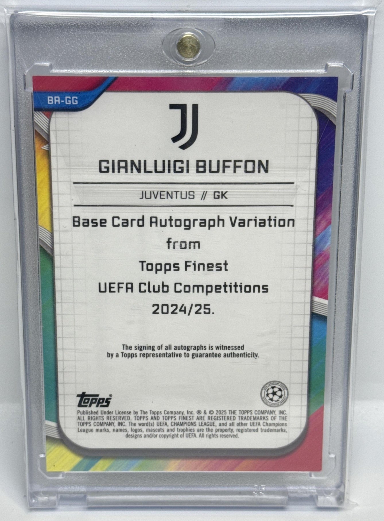 Gianluigi Buffon Topps Finest UCC 2024-25 Auto Gold Refractor /50 Juventus