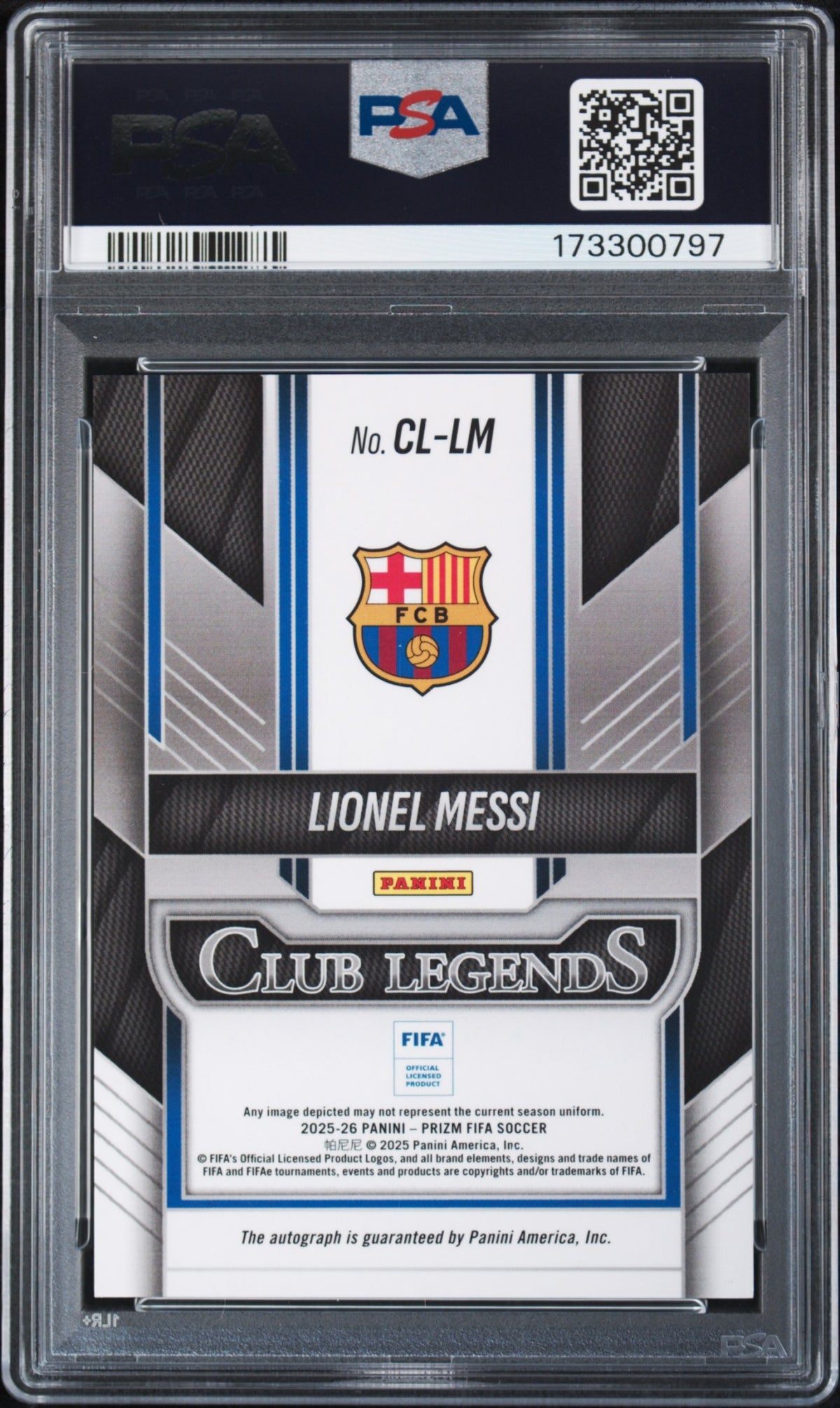 Lionel Messi Panini Prizm FIFA 2025-26 Auto PSA 9 FC Barcelona
