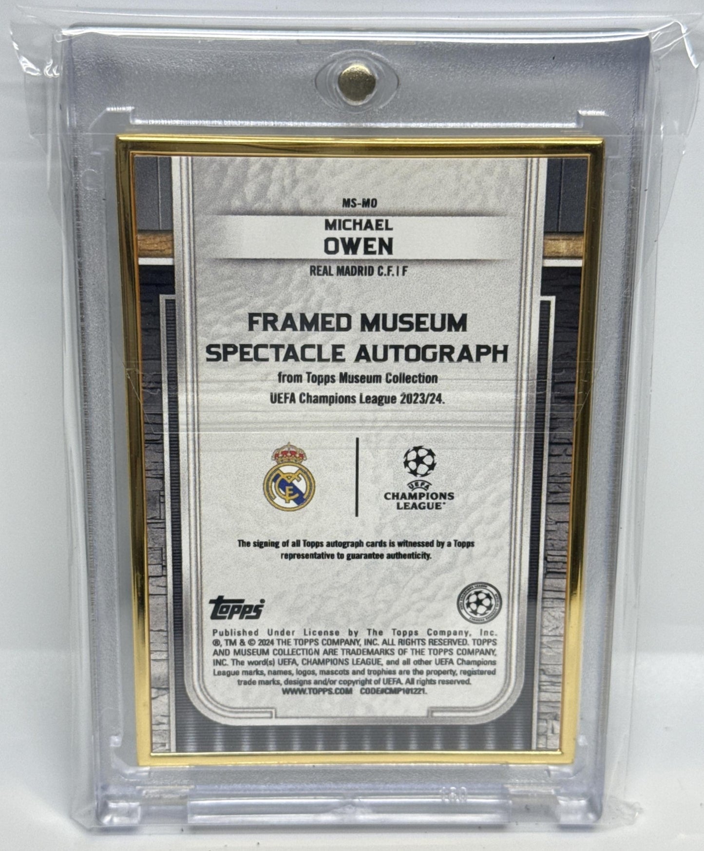 Michael Owen Topps Museum Collection UCL 2023-24 Framed Museum Auto /10 Real Madrid