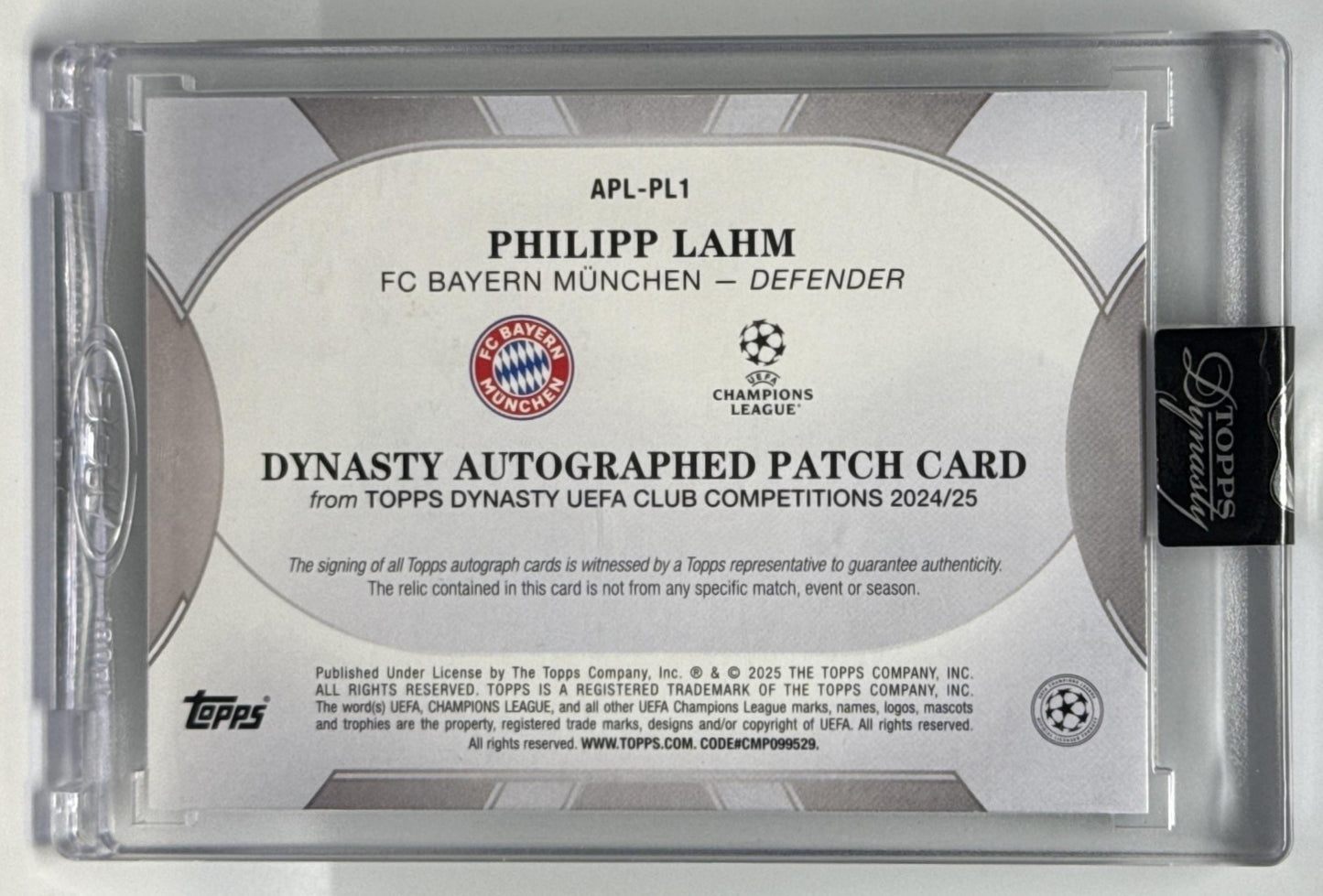 Philipp Lahm Topps Dynasty UCC 2024-25 Auto Patch /10 FC Bayern Munchen