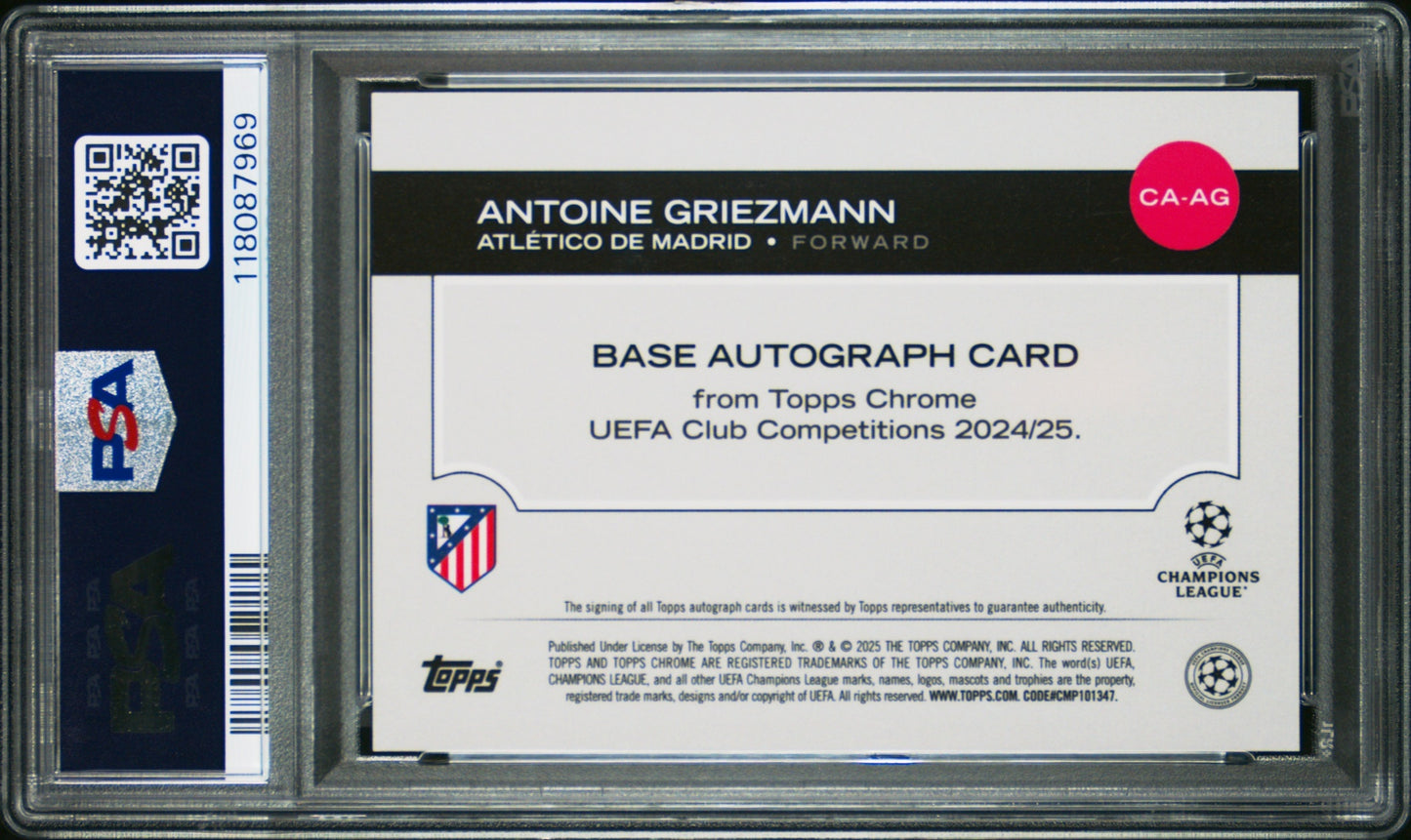 Antoine Griezmann Topps Chrome UCC 2024-25 Black Lava /10 PSA 10 Atletico Madrid