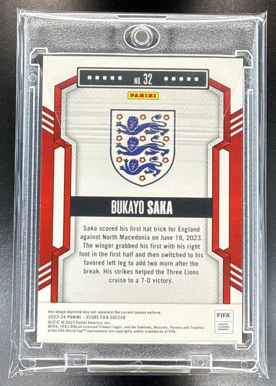 Bukayo Saka Panini Score FIFA 2023-24 Black Lasers 1/1 England