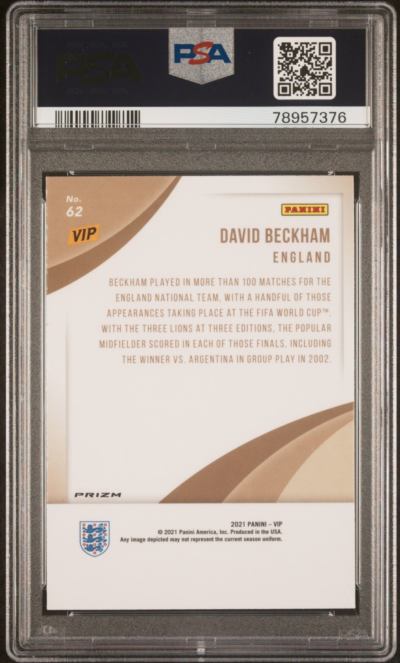 David Beckham Panini National Convention VIP Gold Pack 2022 Alligator PSA 9