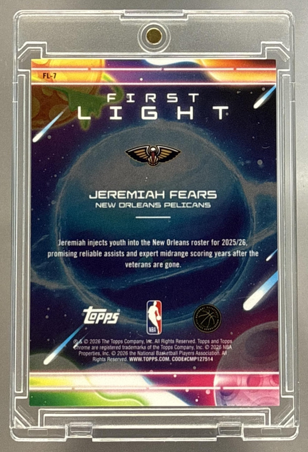 Jeremiah Fears Topps Cosmic Chrome 25-26 First Light Red 5/5 *EBAY 1/1*