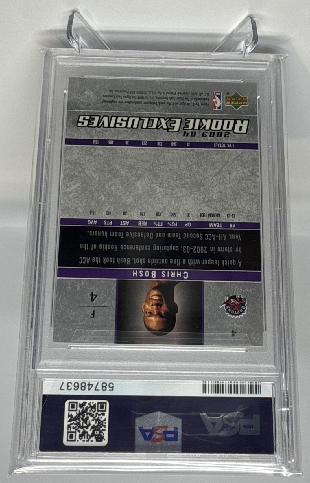 Chris Bosh UD Rookie Exclusives 2003-04 RC PSA 10 Toronto Raptors