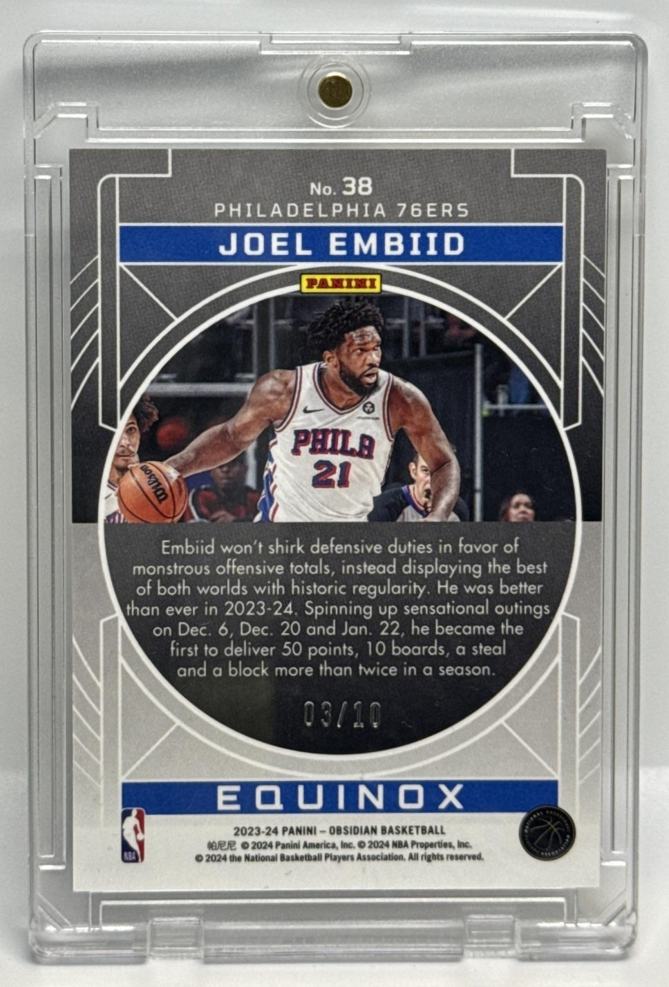 Joel Embiid Obsidian 2023-24 Electric Etch Gold Flood /10 Philadelphia 76ers