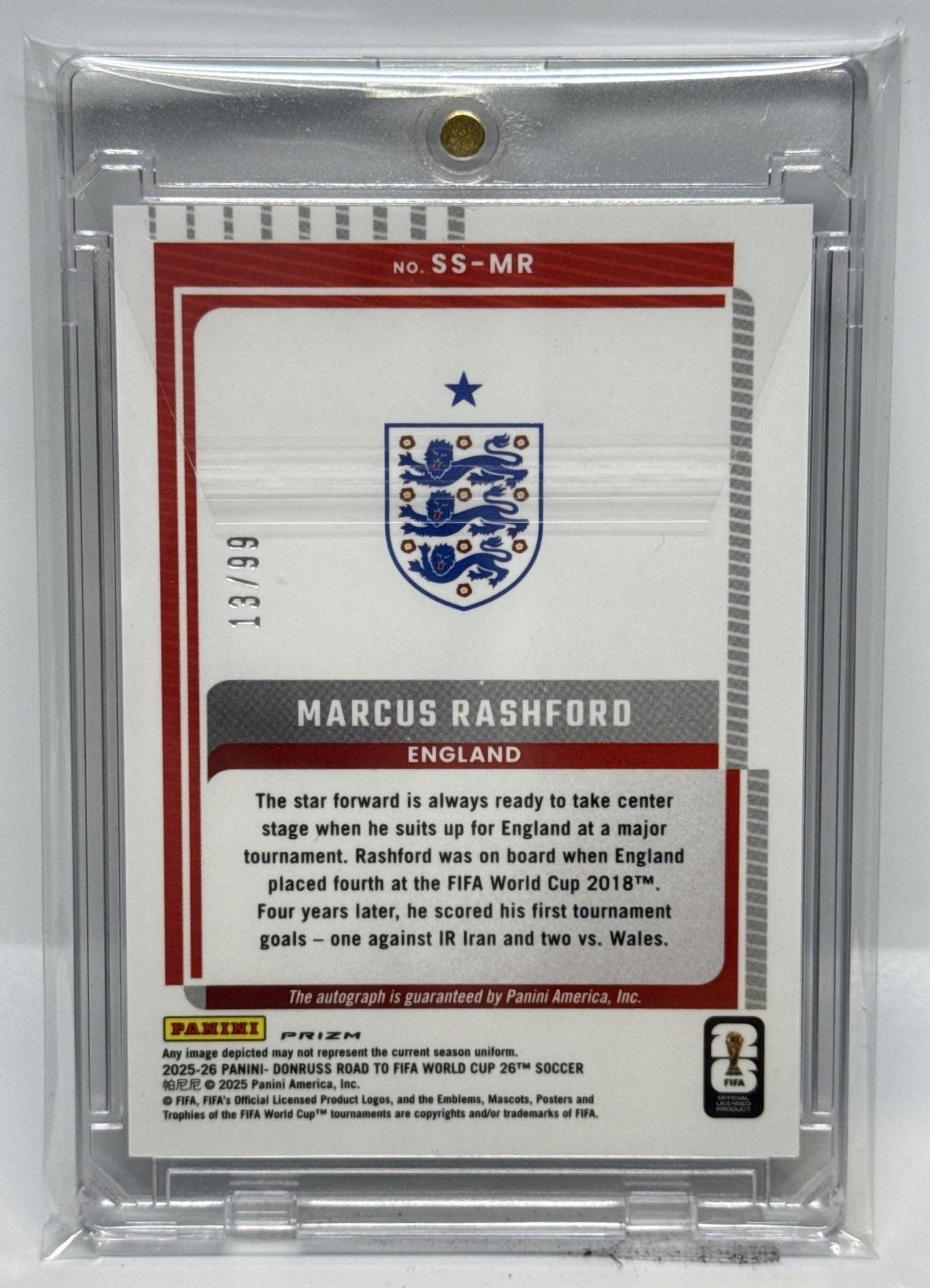 Marcus Rashford Donruss Road to FIFA World Cup 26' 2025-26 Blue /99 England
