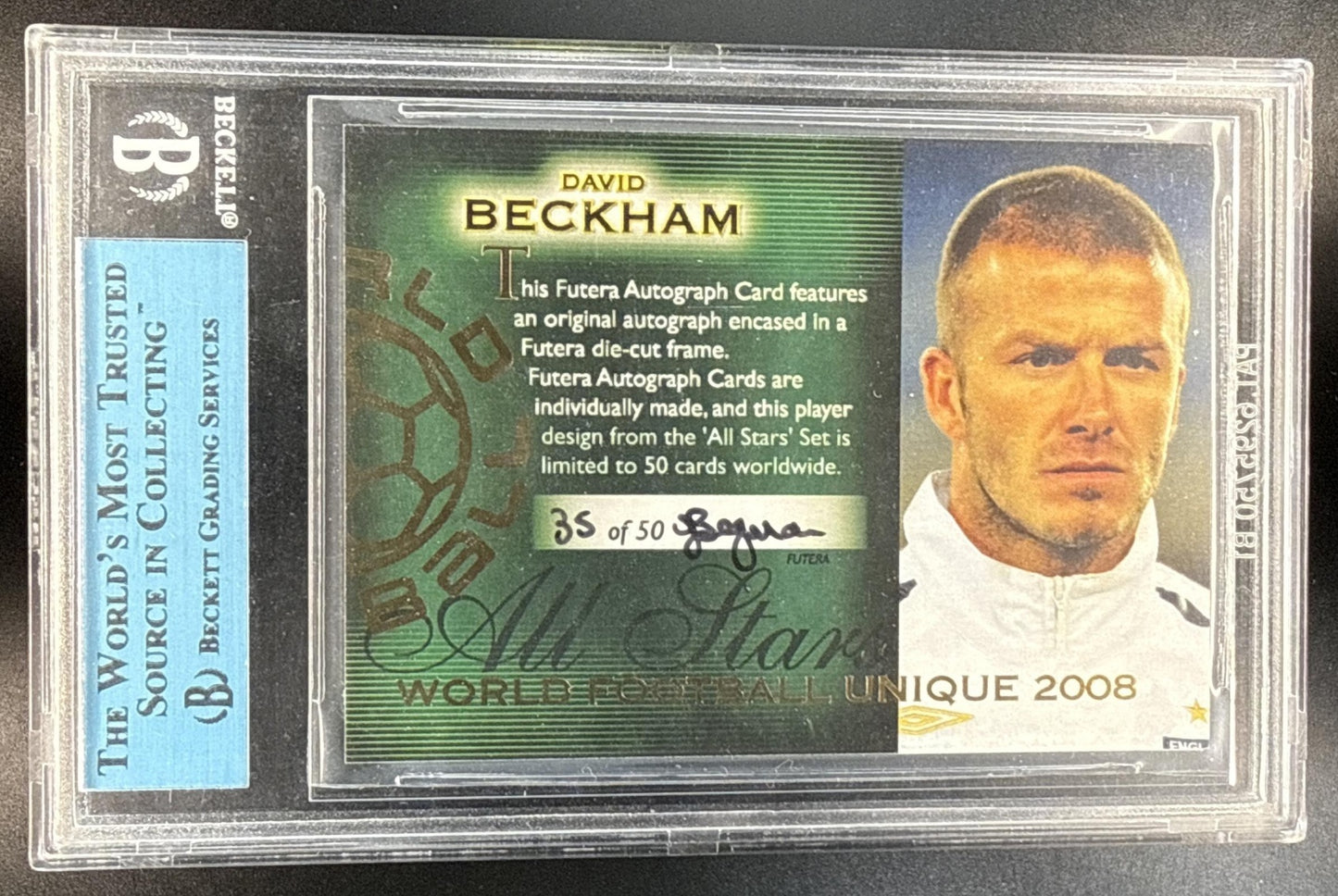 David Beckham Futera 2008 Framed All-Star Autograph BGS Authentic