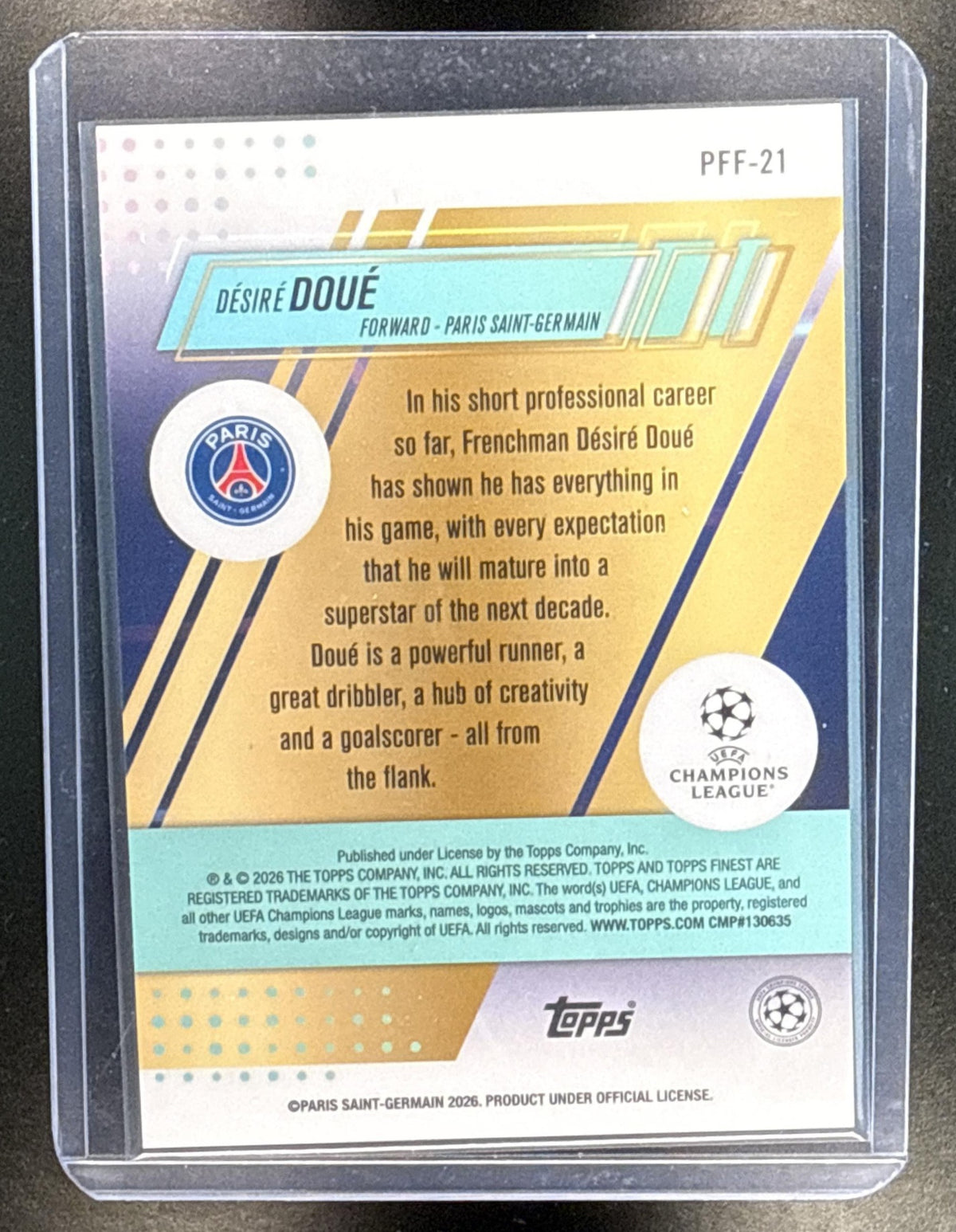 Desire Doue Topps Finest UEFA Club Competition 2025-26 Paris Saint-Germain