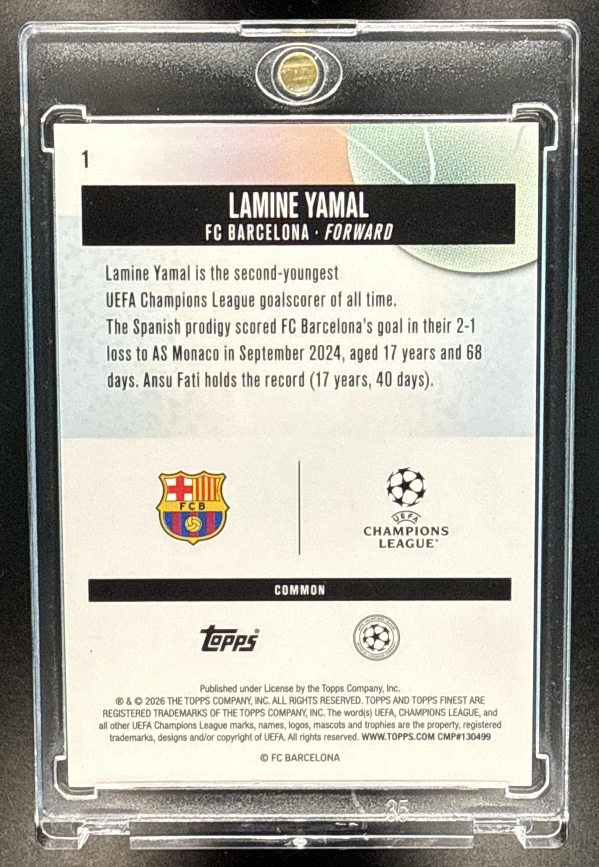 Lamine Yamal Topps Finest UCC 2025-26 Blue Checkerboard /99 FC Barcelona