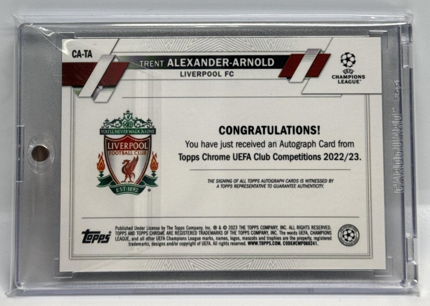 Trent Alexander-Arnold Topps Chrome UCC 2022-23 Auto Gold Lava Liverpool