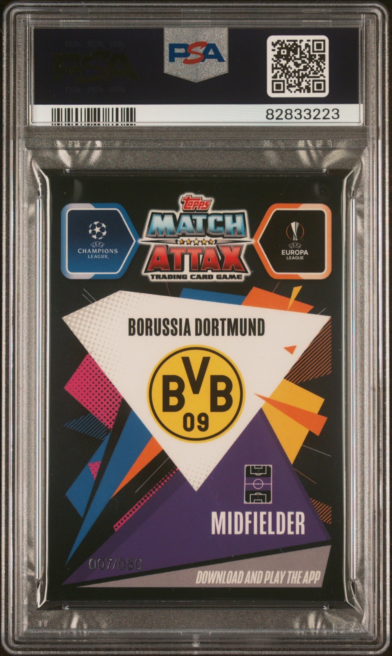 Jude Bellingham Topps Chrome Match Attax UCL 2020 Gold /50 PSA 7 Borussia Dortmund