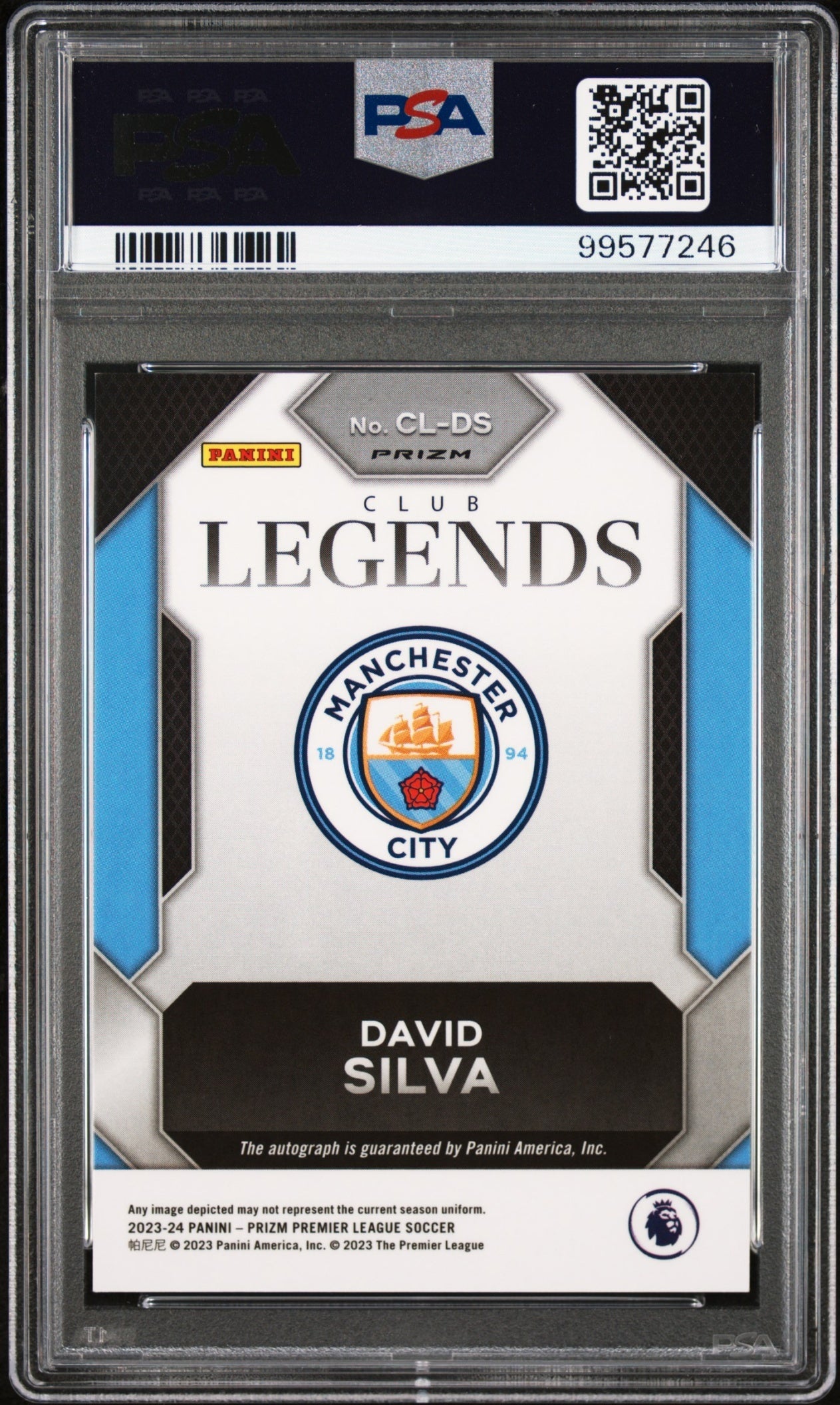David Silva Panini Prizm PL 2023-24 Choice Auto PSA 10 Manchester City