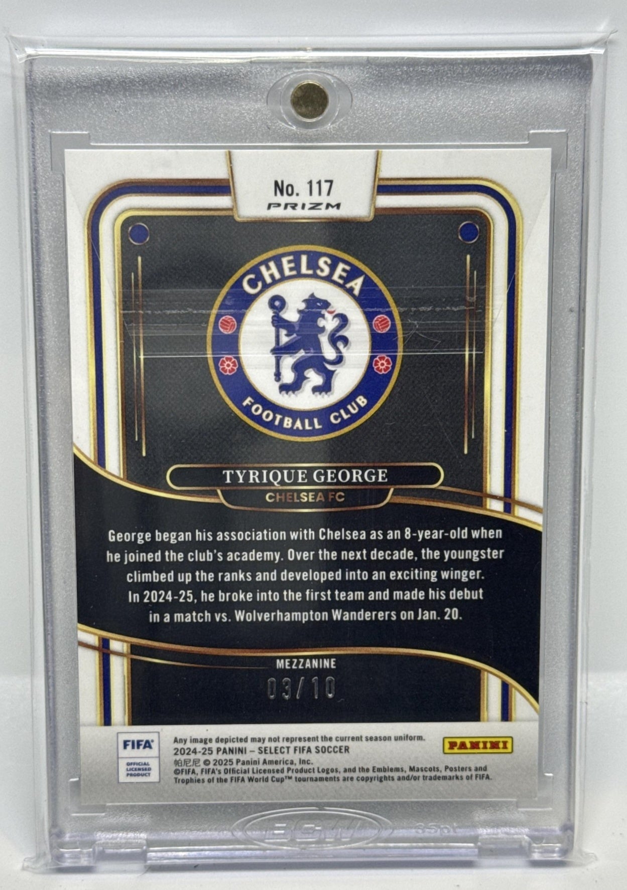 Tyrique George Panini Select FIFA 2024-25 Mezzanine Gold /10 RC Chelsea FC