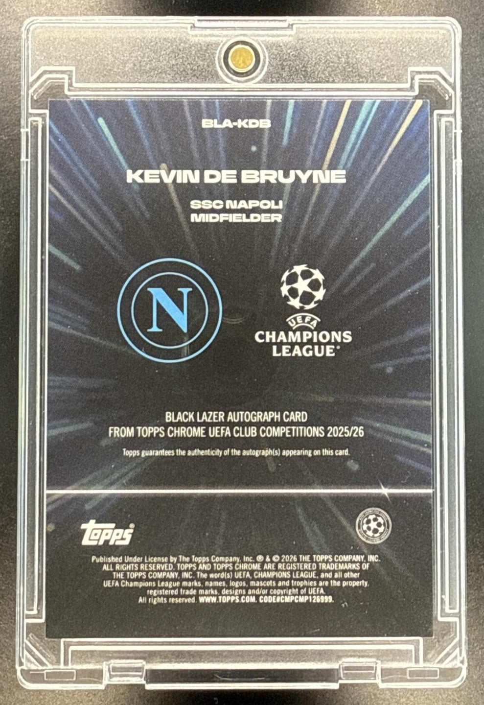 Kevin De Bruyne Topps Chrome UCC 2025-26 Orange Lazer Refractor /25 SSC Napoli