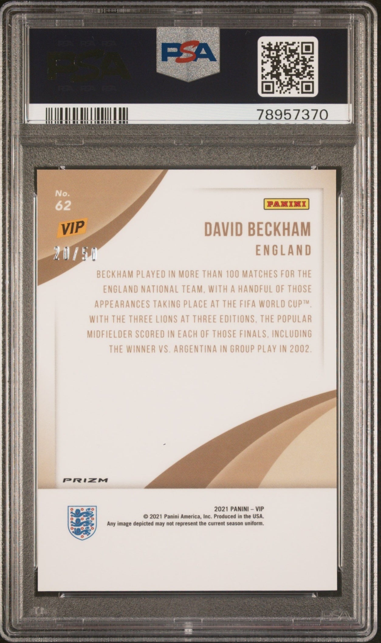 David Beckham Panini National Convention VIP Gold Pack 2022 Pink Camo /50 PSA 10