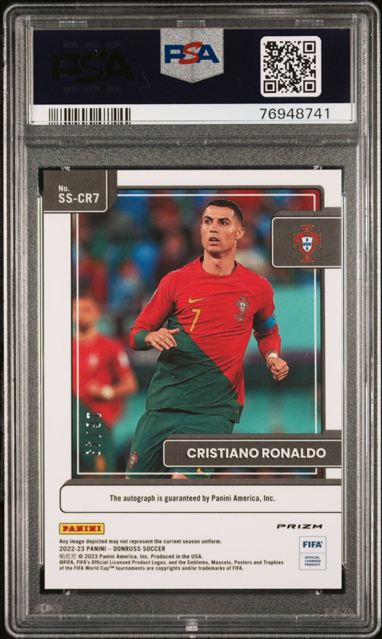 Cristiano Ronaldo Panini Donruss 2022-23 Blue /49 Auto PSA 10 Portugal