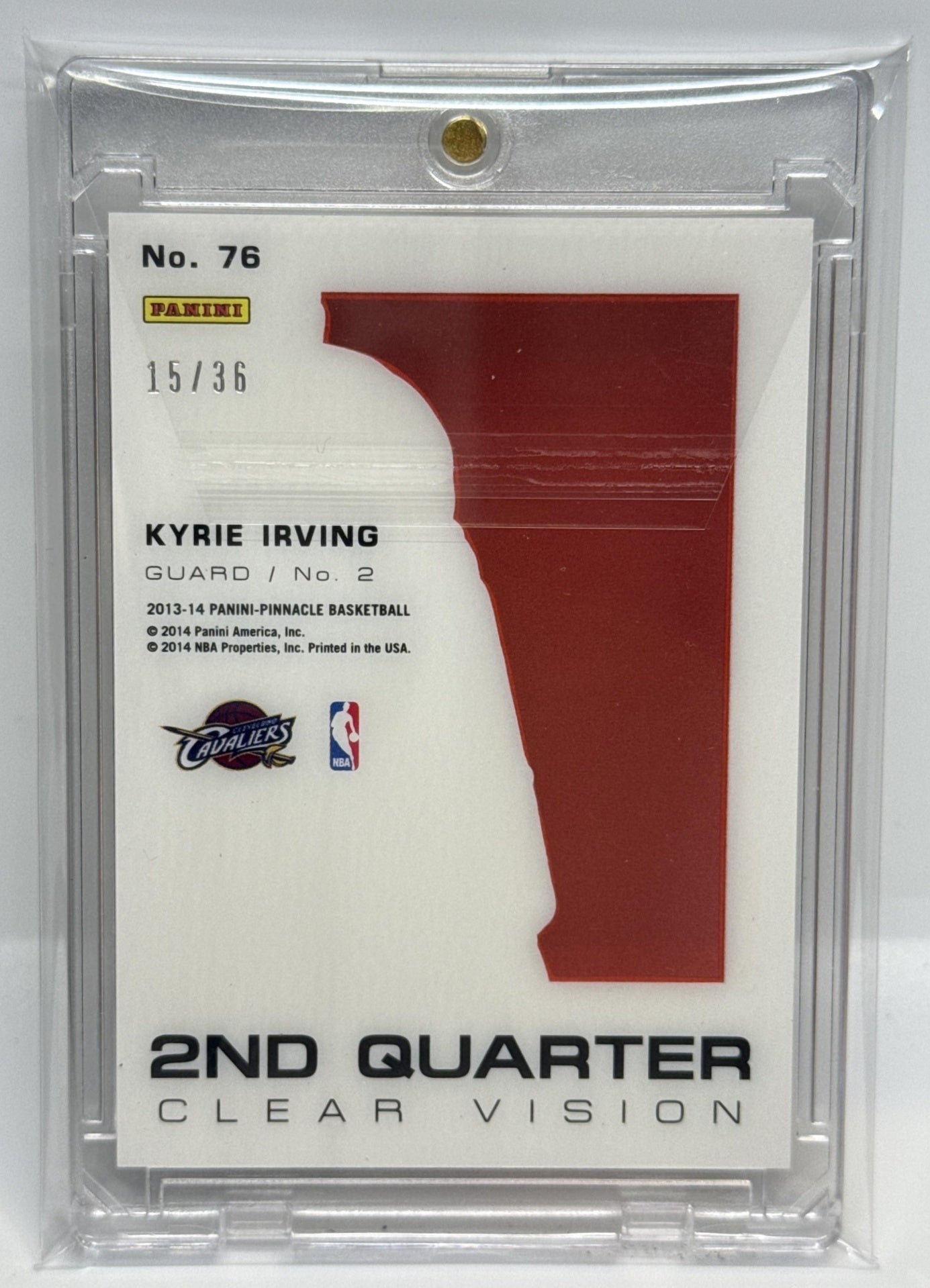 Kyrie Irving Pinnacle 2013 Clear Vision 2nd Quarter /36 Cleveland Cavaliers