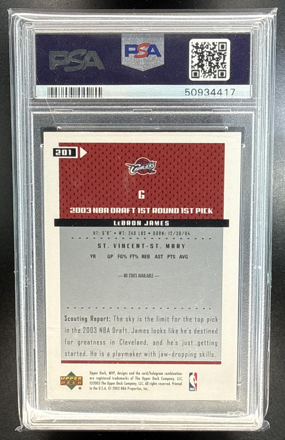 LeBron James UD MVP 2003-04 RC PSA 10 Cleveland Cavaliers