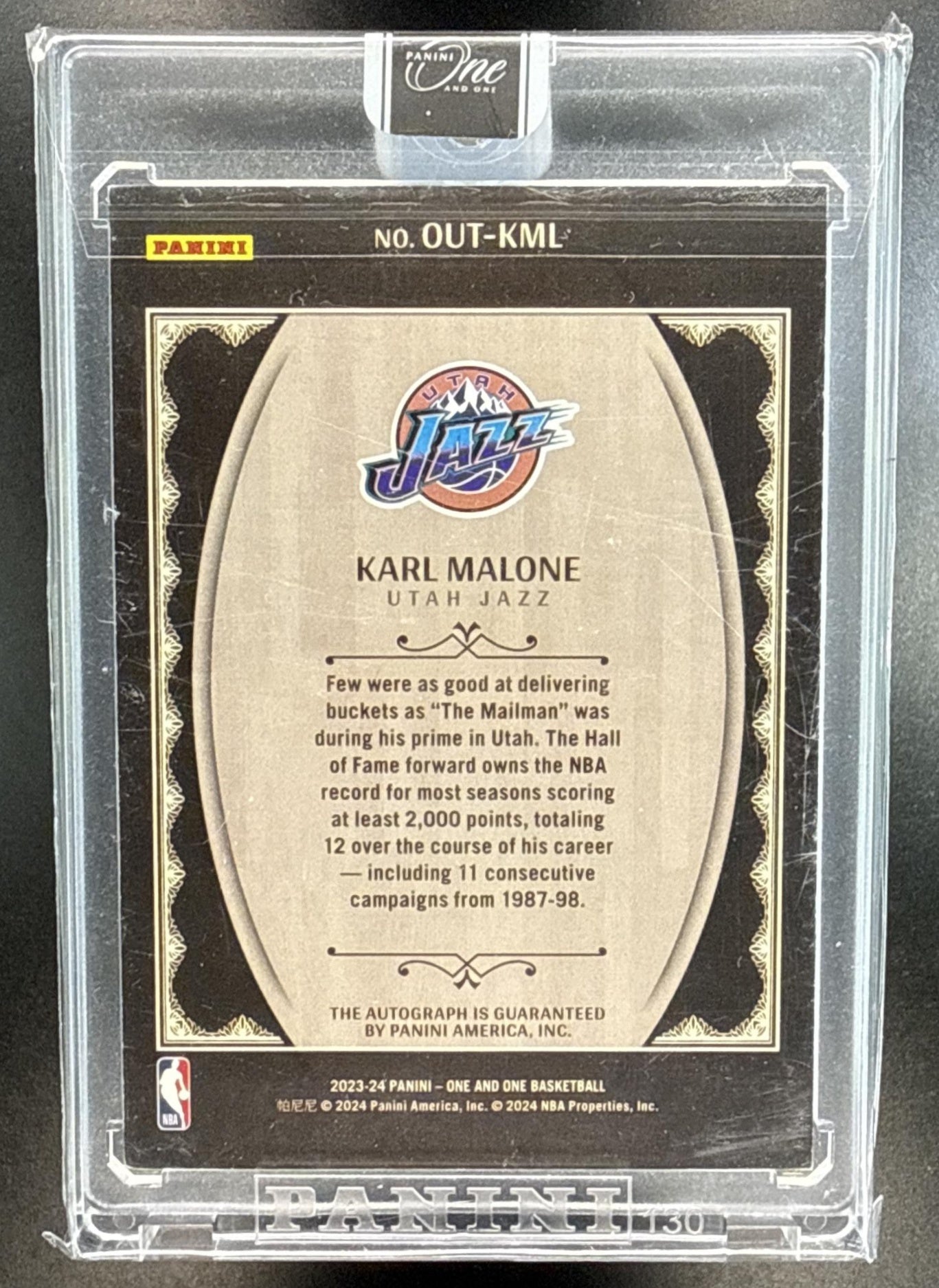 Karl Malone Panini One & One Basketball 2023-24 /49 Auto Utah Jazz