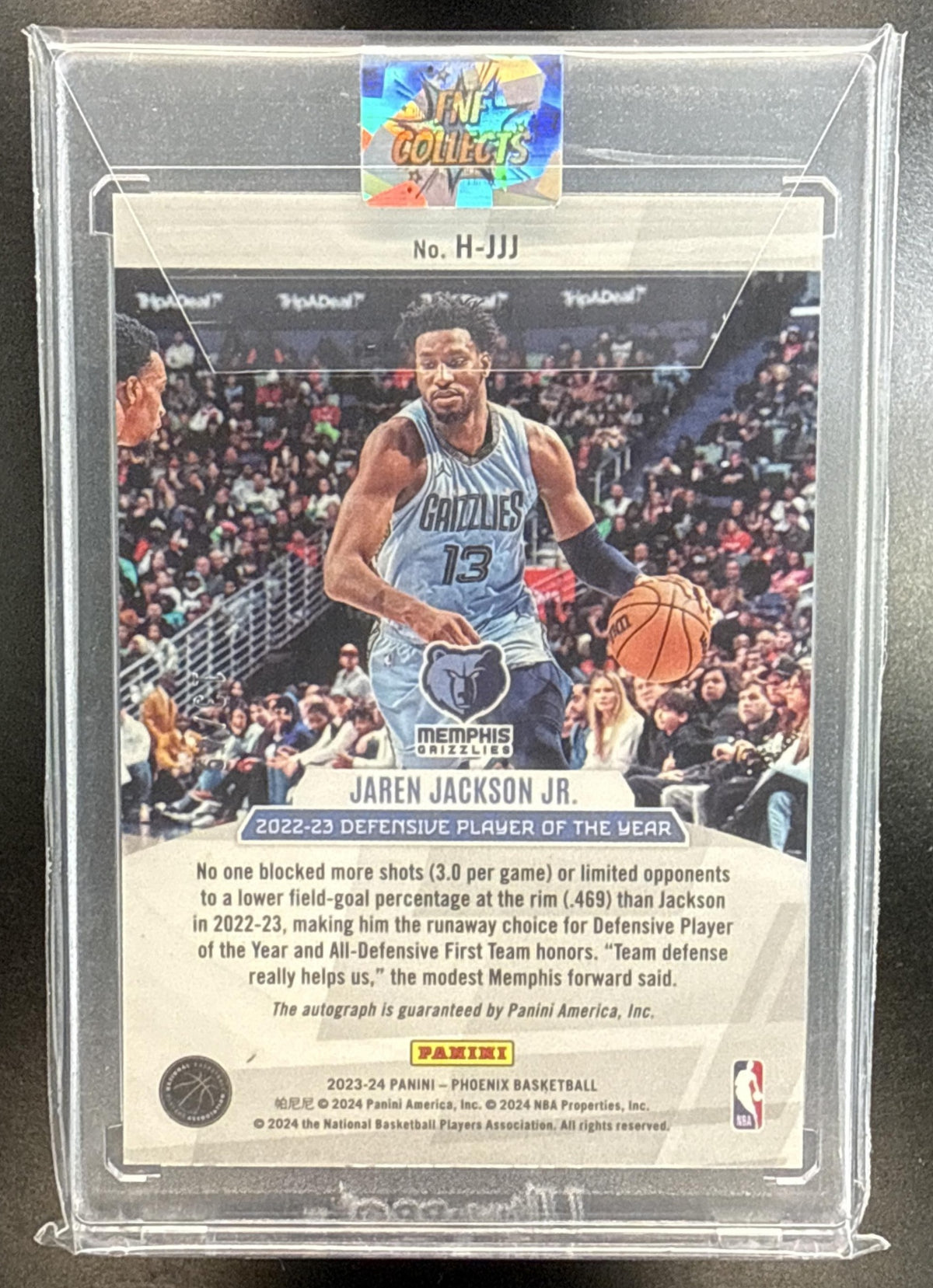 Jaren Jackson Jr. Panini Phoenix 2023-24 Orange /49 Auto Memphis Grizzlies