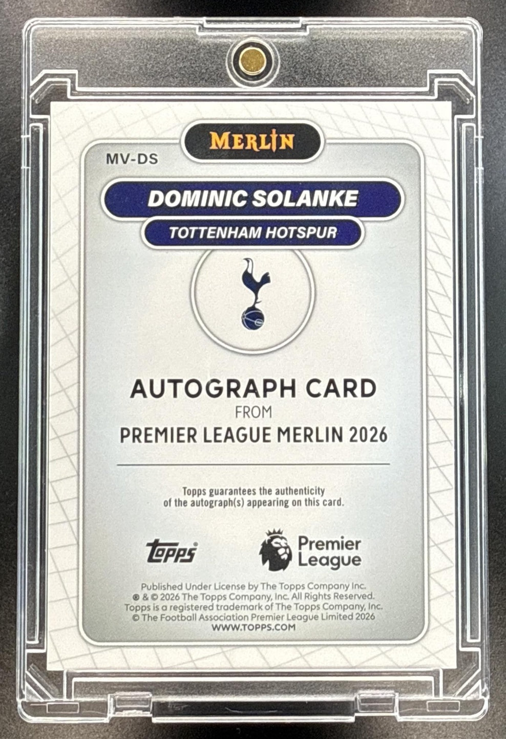 Dominic Solanke Topps Merlin PL 2026 Auto Red Refractor /5 Tottenham Hotspur