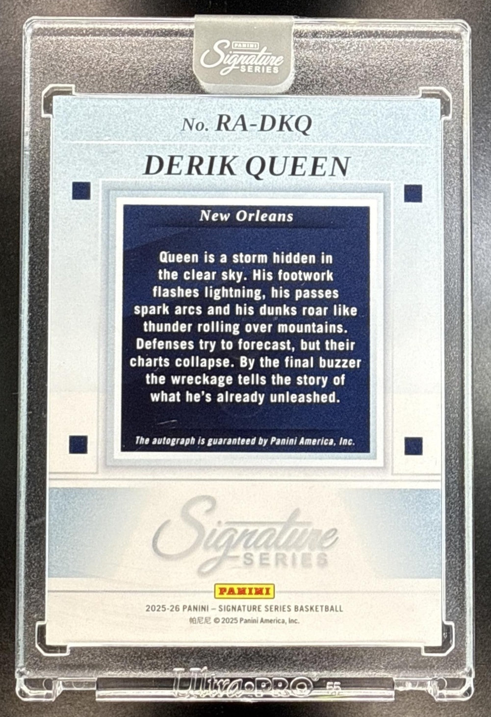 Derik Queen Panini Signature Series 2025-26 Cracked Ice /25 New Orleans Pelicans