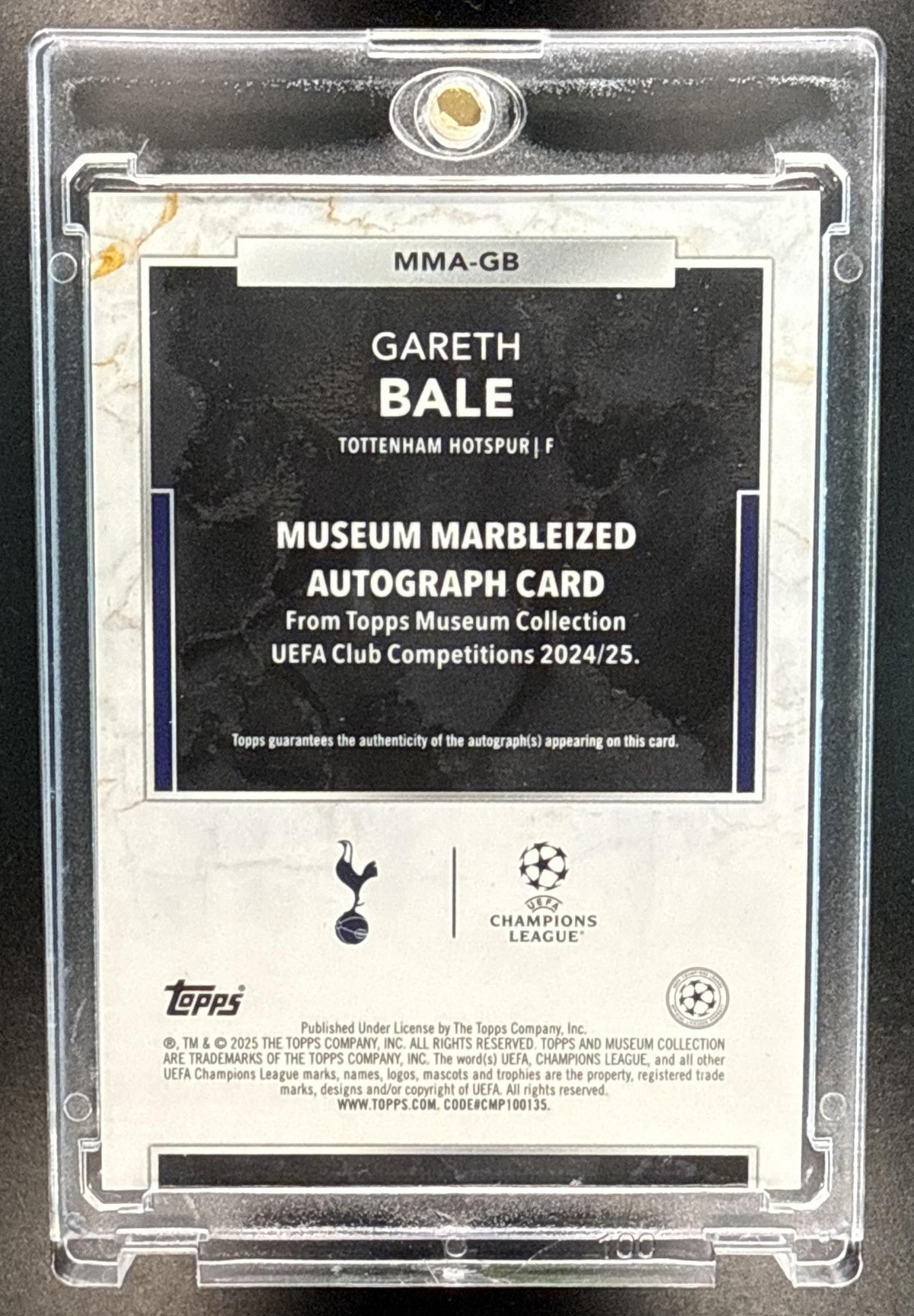 Gareth Bale Topps Museum Collection UCC 2024-25 Ruby /25 Auto Tottenham Hotspur