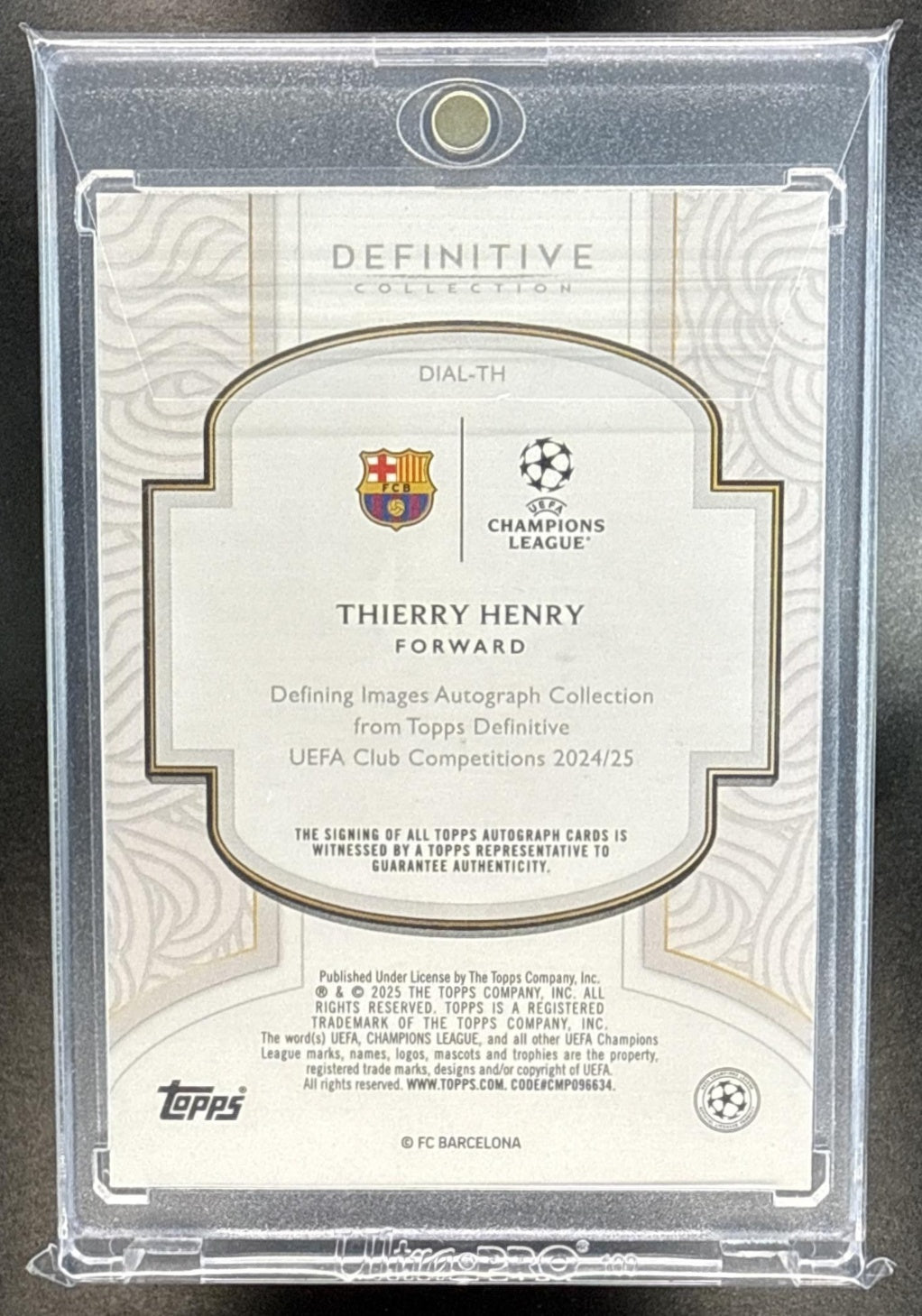 Thierry Henry Topps Definitive Collection UCC 2024-25 /25 Auto FC Barcelona