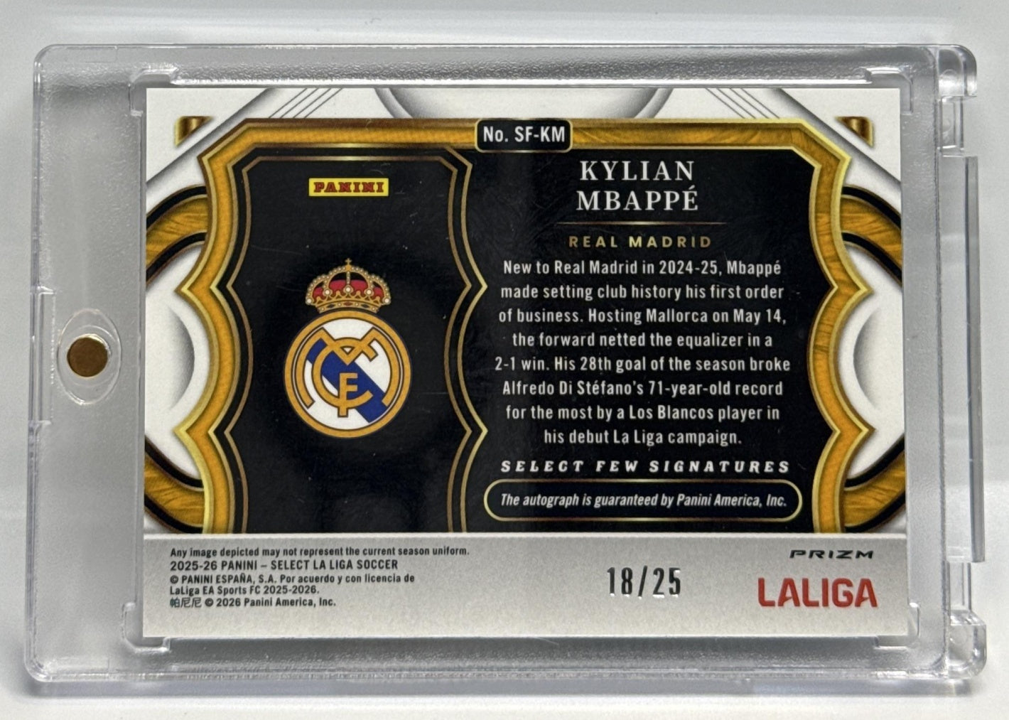 Kylian Mbappe Panini Select La Liga 2025-26 Tie-Dye Prizm /25 Auto Real Madrid